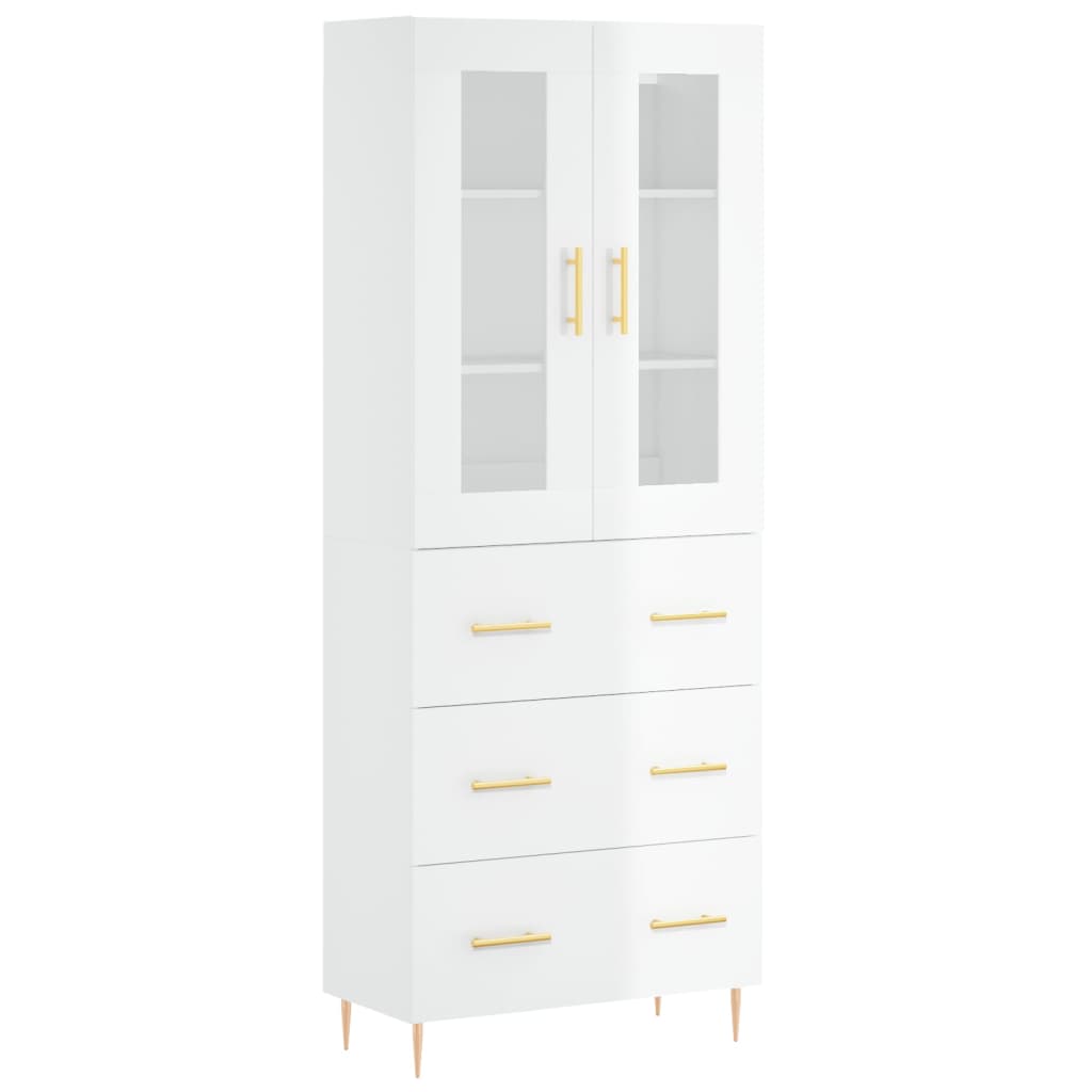Credenza Bianco Lucido 69,5x34x180 cm in Legno Multistratocod mxl 77594