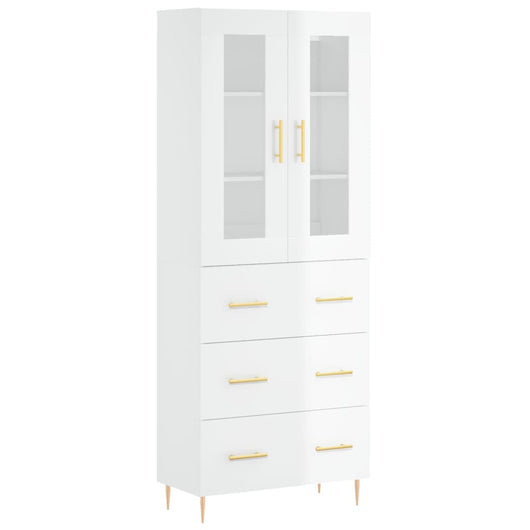 Credenza Bianco Lucido 69,5x34x180 cm in Legno Multistratocod mxl 77594