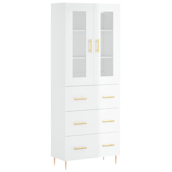 Credenza Bianco Lucido 69,5x34x180 cm in Legno Multistratocod mxl 77594
