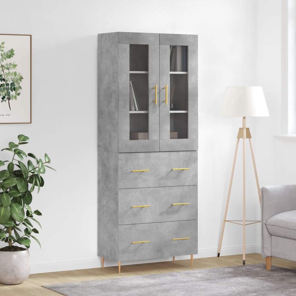 Credenza Grigio Cemento 69,5x34x180 cm in Legno Multistratocod mxl 77622