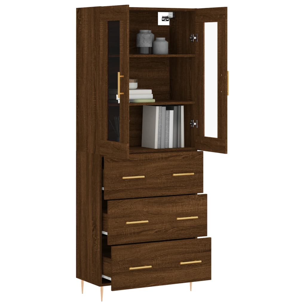 Credenza Rovere Marrone 69,5x34x180 cm in Legno Multistrato 3198400