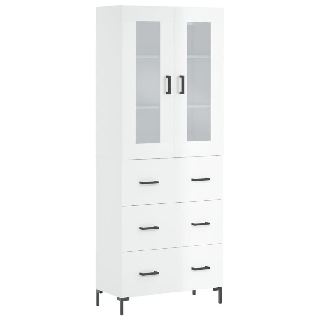 Credenza Bianco Lucido 69,5x34x180 cm in Legno Multistratocod mxl 125558