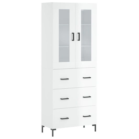 Credenza Bianco Lucido 69,5x34x180 cm in Legno Multistratocod mxl 125558