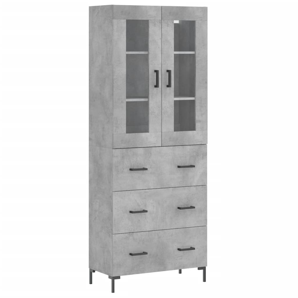 Credenza-Buffet-Armadio da cucina Grigio Cemento 69,5x34x180 cm in Legno Multistrato 411328