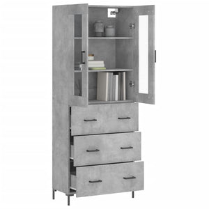 Credenza-Buffet-Armadio da cucina Grigio Cemento 69,5x34x180 cm in Legno Multistrato 411328