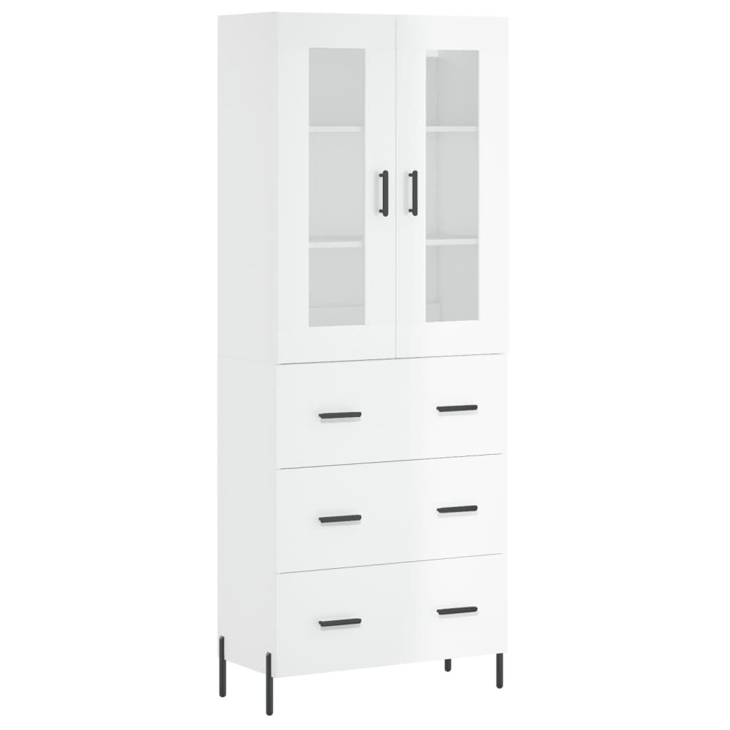 Credenza Bianco Lucido 69,5x34x180 cm in Legno Multistratocod mxl 77609