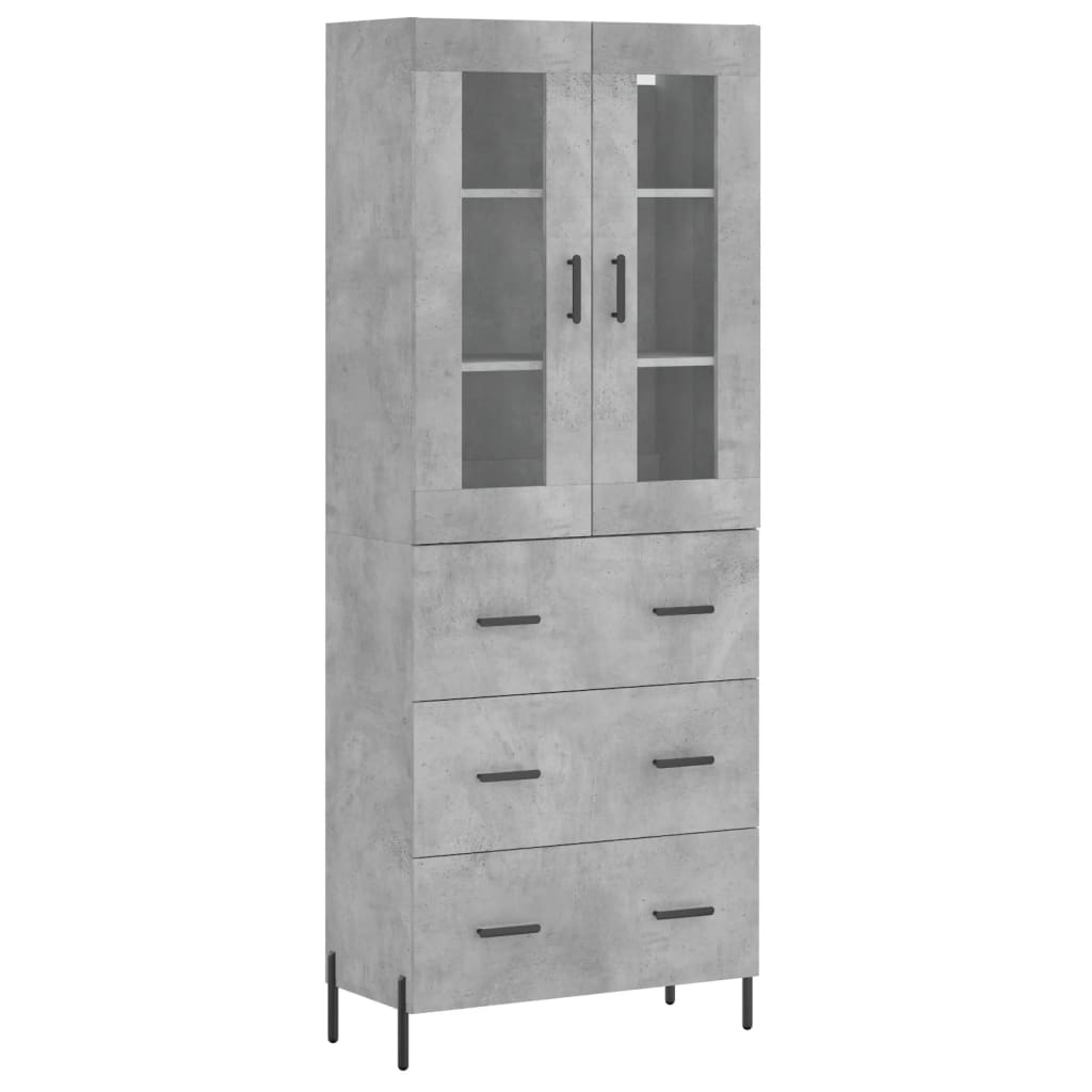 Credenza cassettiera mobile contenitore organizer cucina soggiorno salotto alto 695 x 34 x 180 cm legno ingegnerizzato grigio 02_0034638
