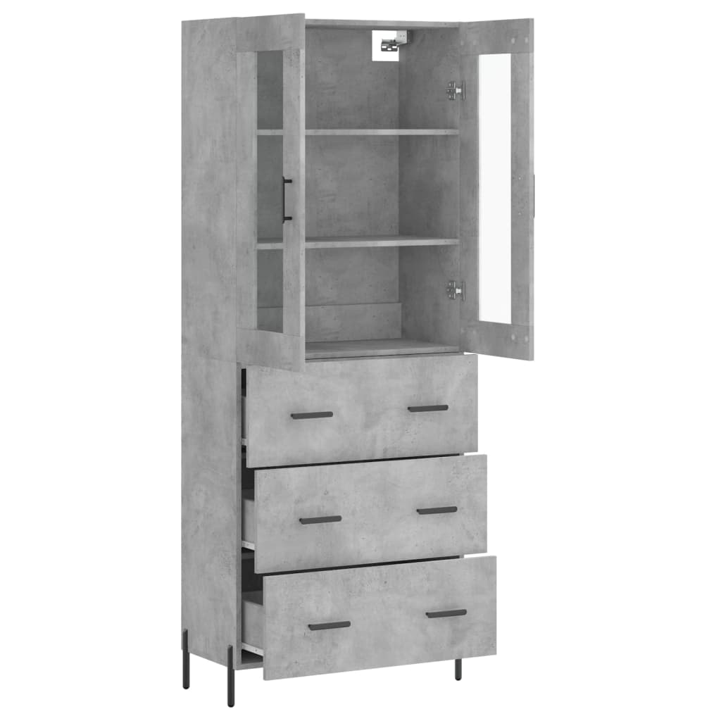 Credenza cassettiera mobile contenitore organizer cucina soggiorno salotto alto 695 x 34 x 180 cm legno ingegnerizzato grigio 02_0034638