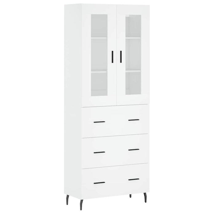 Credenza-Buffet-Armadio da cucina Bianca 69,5x34x180 cm in Legno Multistrato 141500