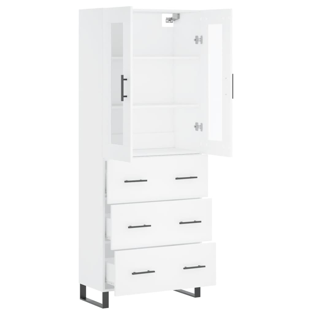 Credenza cassettiera mobile contenitore organizer cucina soggiorno salotto alto 695 x 34 x 180 cm legno ingegnerizzato bianco 02_0032744