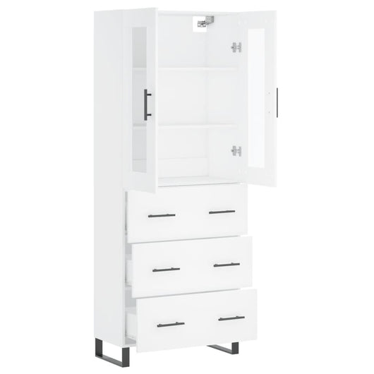 Credenza cassettiera mobile contenitore organizer cucina soggiorno salotto alto 695 x 34 x 180 cm legno ingegnerizzato bianco 02_0032744