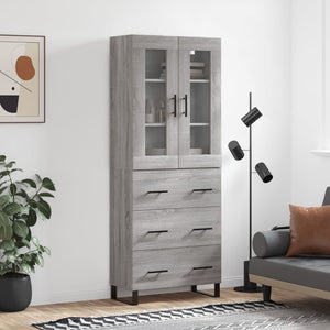 vidaXL Credenza Grigio Sonoma 69,5x34x180 cm in Legno Multistrato