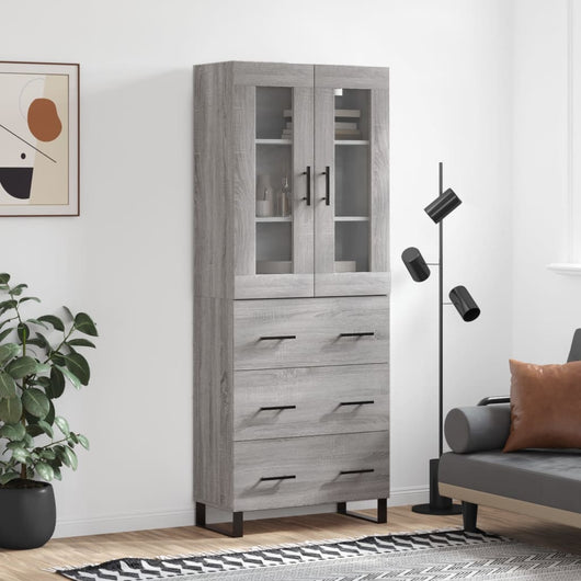 vidaXL Credenza Grigio Sonoma 69,5x34x180 cm in Legno Multistrato