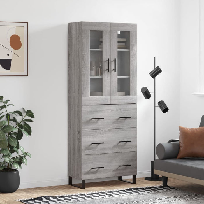 vidaXL Credenza Grigio Sonoma 69,5x34x180 cm in Legno Multistrato