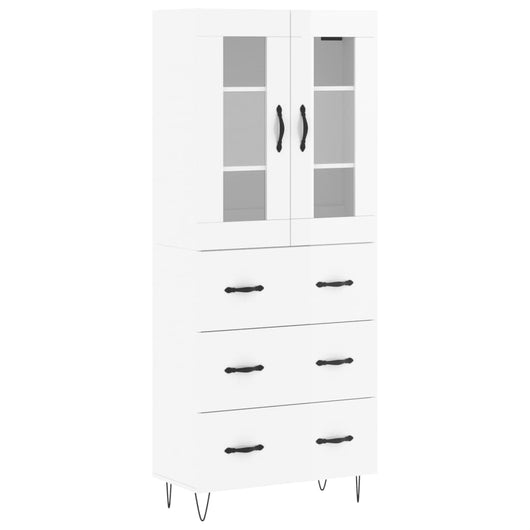 Credenza Bianco Lucido 69,5x34x180 cm in Legno Multistrato 3198435
