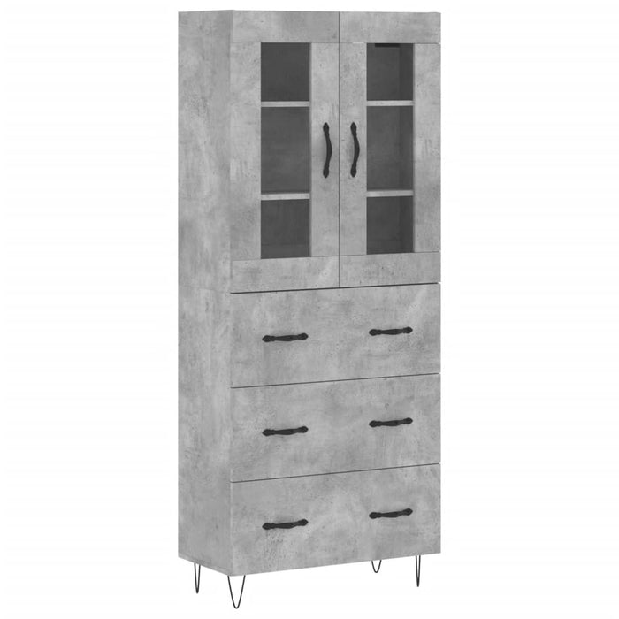 Credenza-Buffet-Armadio da cucina Grigio Cemento 69,5x34x180 cm in Legno Multistrato 461930
