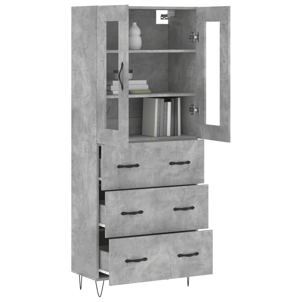 Credenza-Buffet-Armadio da cucina Grigio Cemento 69,5x34x180 cm in Legno Multistrato 461930