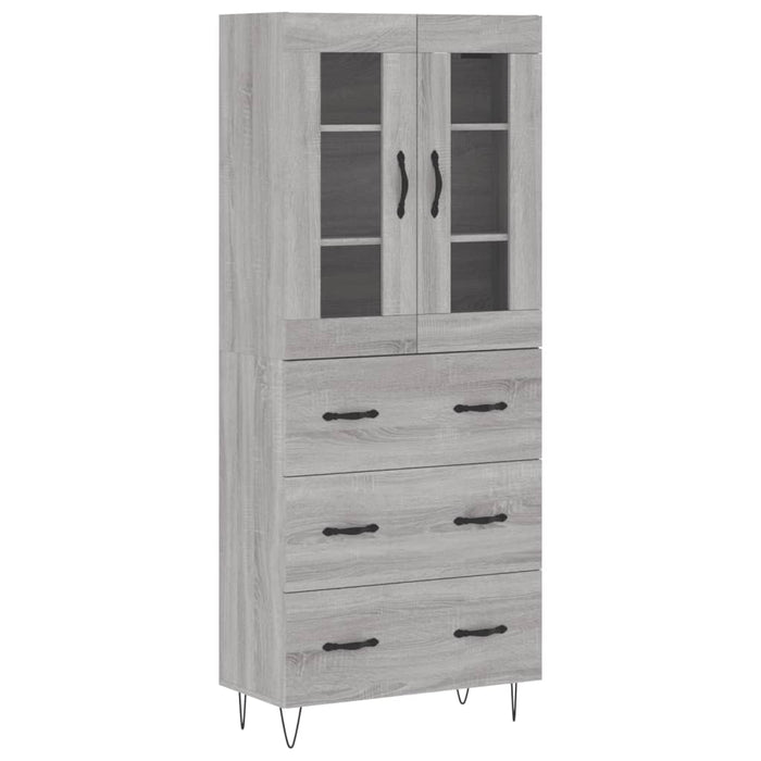 Credenza Grigio Sonoma 69,5x34x180 cm in Legno Multistrato 3198439