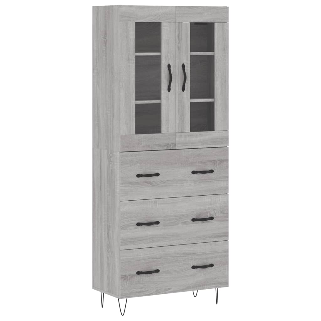 vidaXL Credenza Grigio Sonoma 69,5x34x180 cm in Legno Multistrato