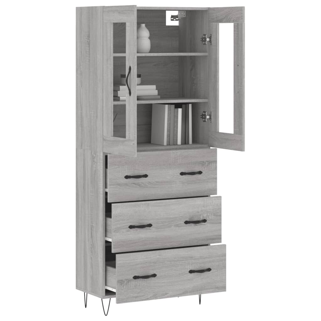 Credenza Grigio Sonoma 69,5x34x180 cm in Legno Multistrato 3198439