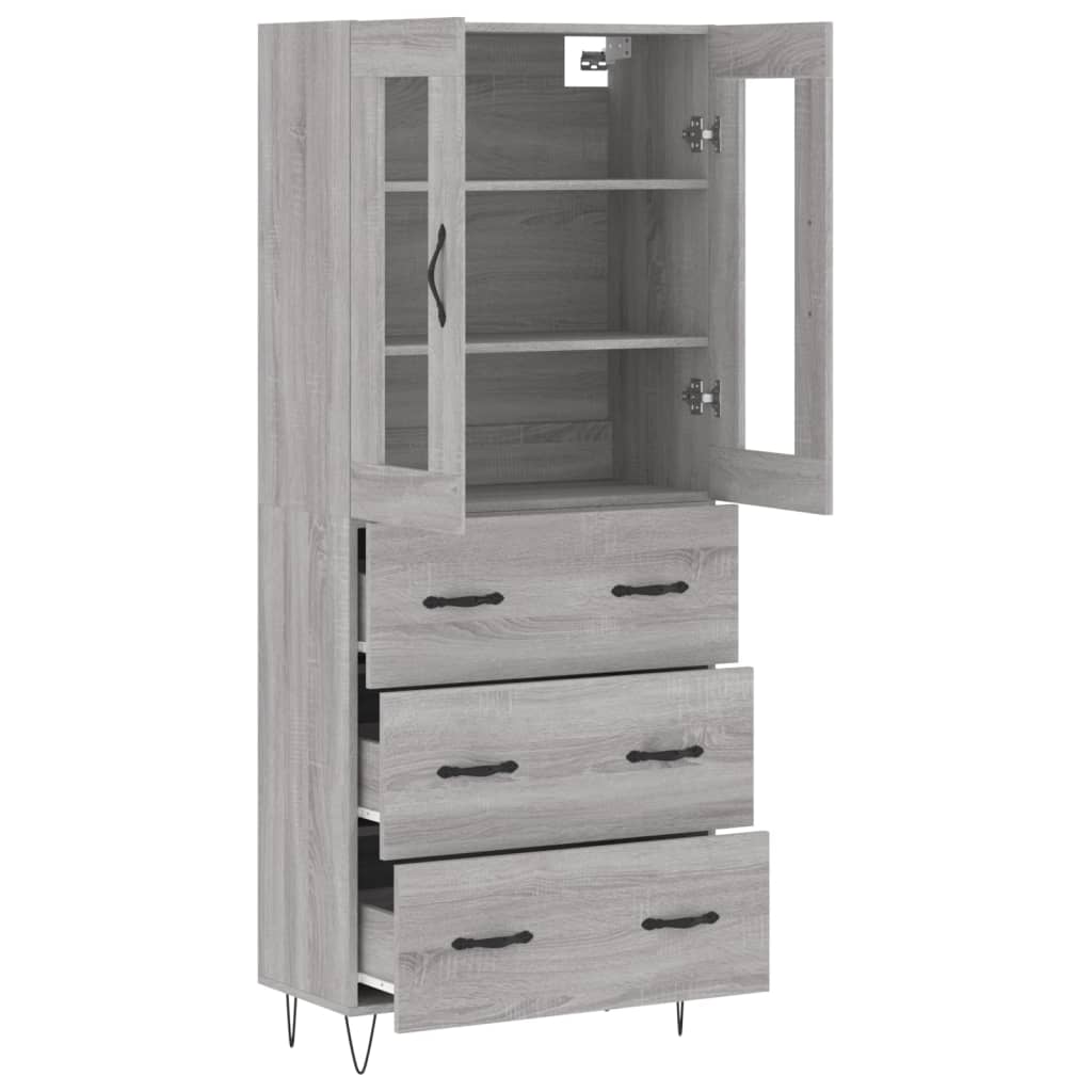 Credenza Grigio Sonoma 69,5x34x180 cm in Legno Multistrato 3198439