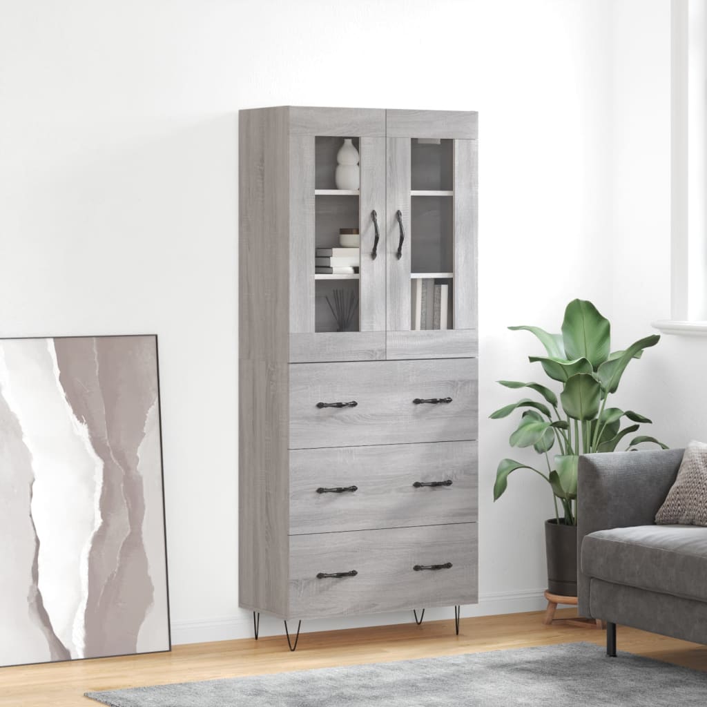 Credenza Grigio Sonoma 69,5x34x180 cm in Legno Multistrato 3198439