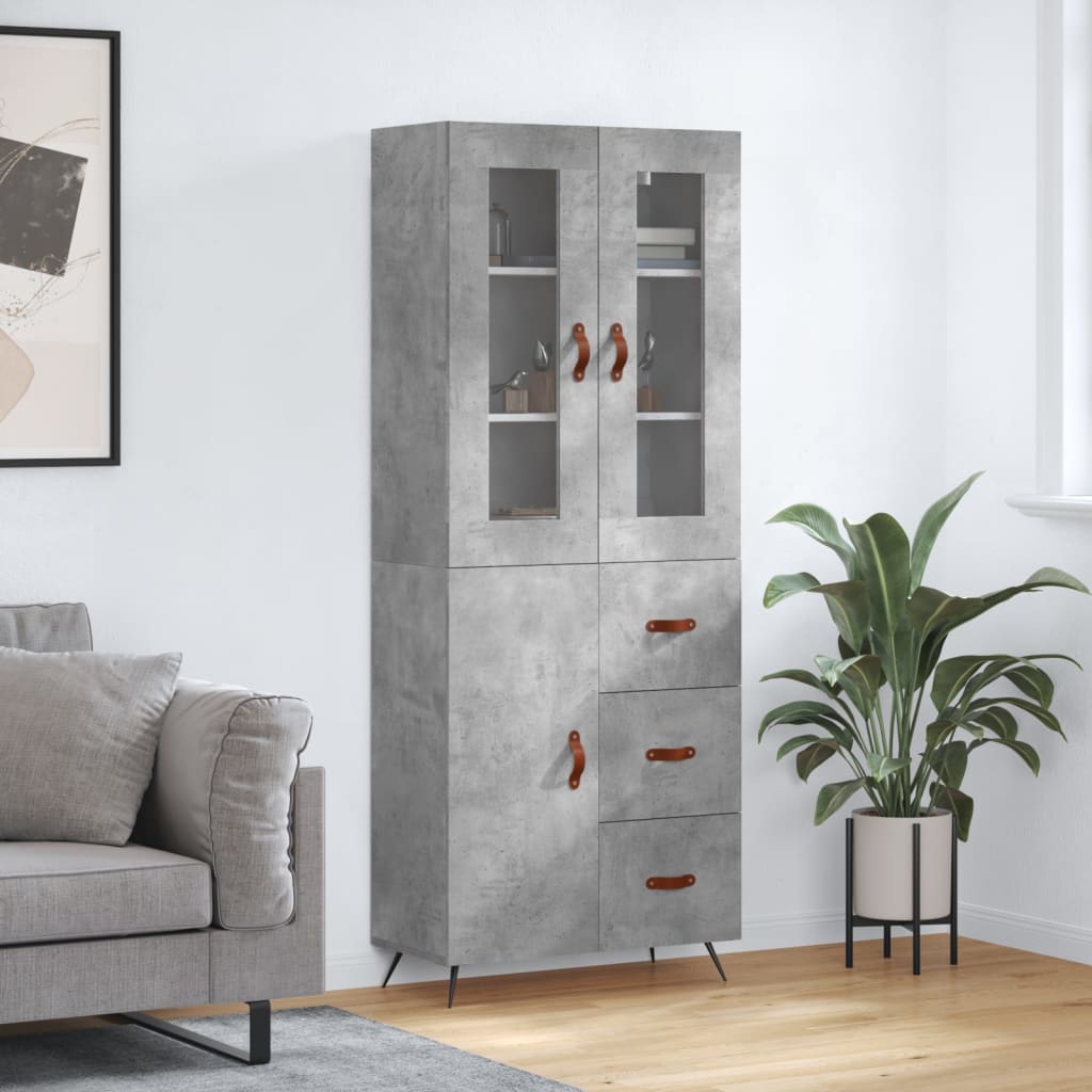 Credenza Grigio Cemento 69,5x34x180 cm in Legno Multistratocod mxl 77613