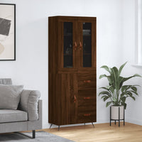 Credenza Rovere Marrone 69,5x34x180 cm in Legno Multistrato 3198448