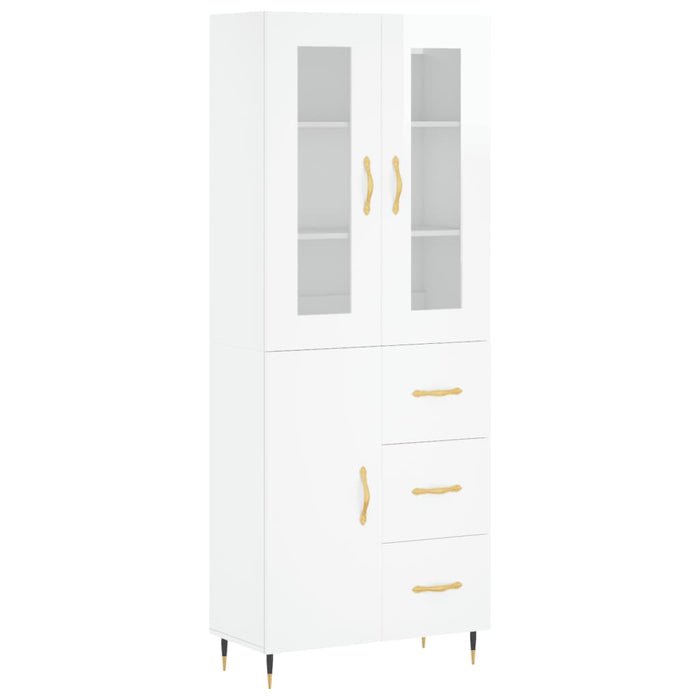 Credenza Bianco Lucido 69,5x34x180 cm in Legno Multistrato 3198451