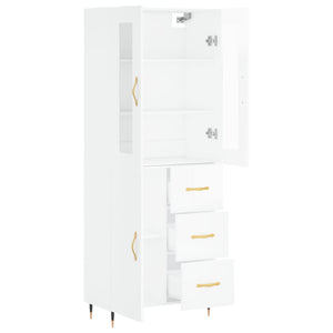 Credenza Bianco Lucido 69,5x34x180 cm in Legno Multistrato 3198451