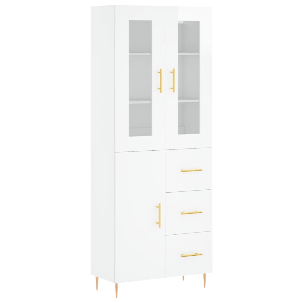 Credenza Bianco Lucido 69,5x34x180 cm in Legno Multistratocod mxl 101589