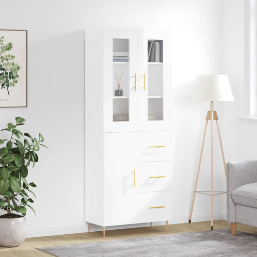 Credenza Bianco Lucido 69,5x34x180 cm in Legno Multistrato 3198459