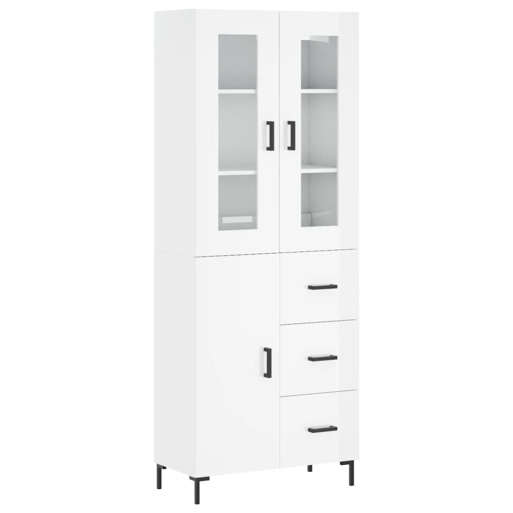 Credenza Bianco Lucido 69,5x34x180 cm in Legno Multistratocod mxl 101975
