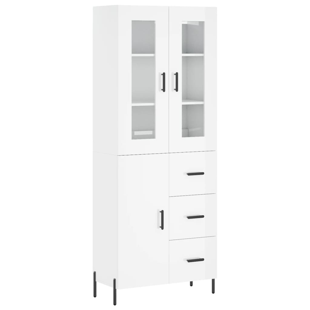 Credenza Bianco Lucido 69,5x34x180 cm in Legno Multistrato 3198475