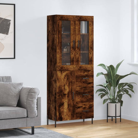 vidaXL Credenza Rovere Fumo  69,5x34x180 cm in Legno Multistrato