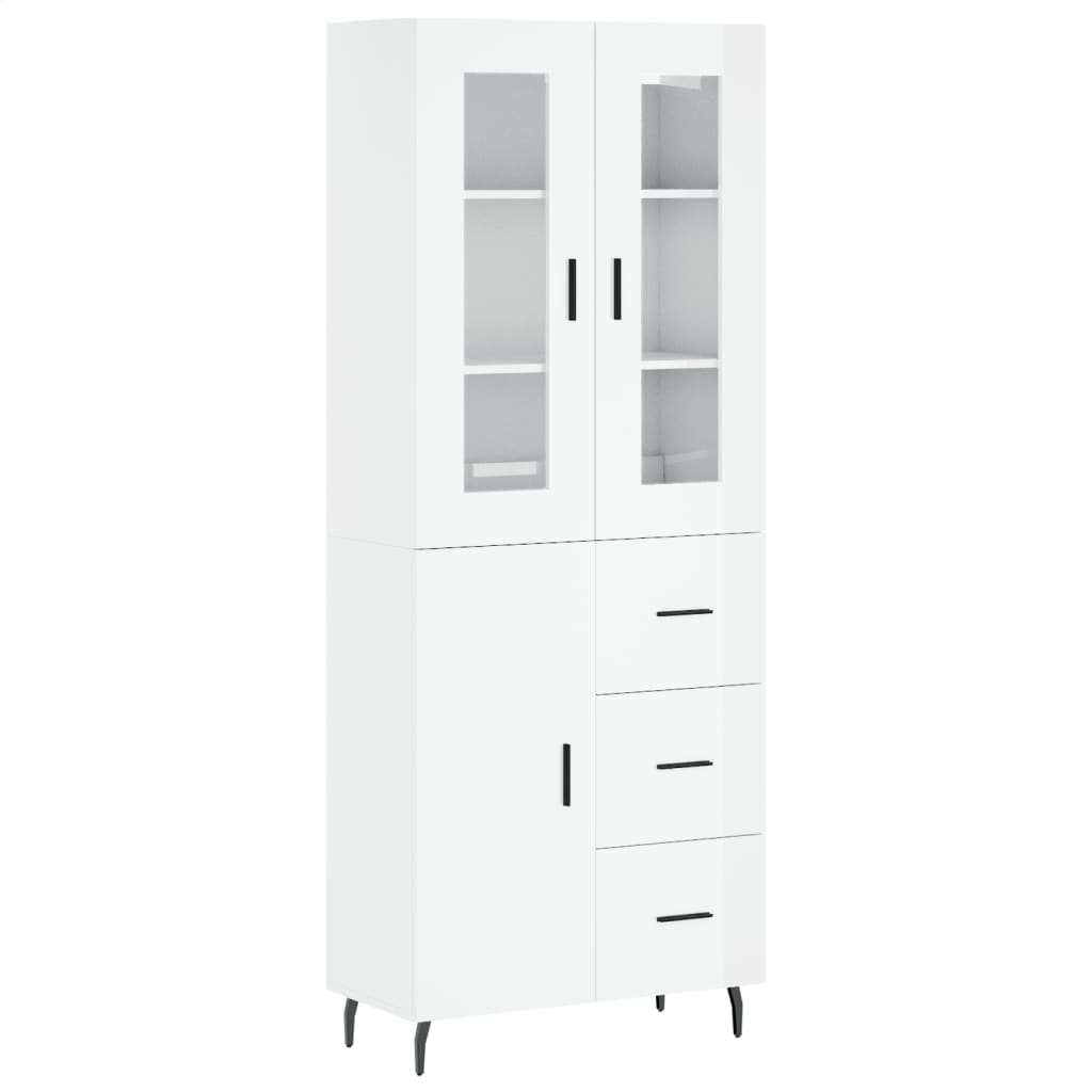 Credenza Bianco Lucido 69,5x34x180 cm in Legno Multistratocod mxl 125895