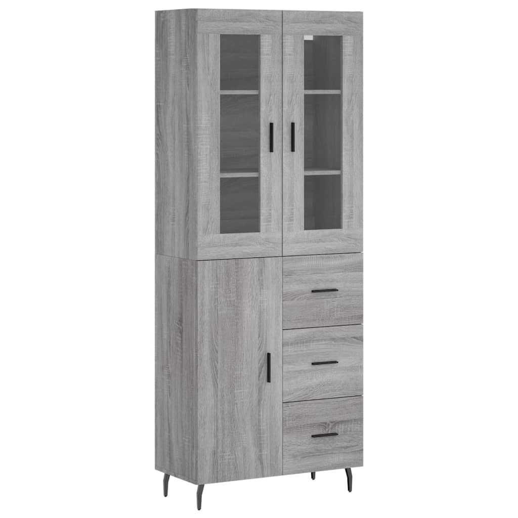 Credenza-Buffet-Armadio da cucina Grigio Sonoma 69,5x34x180 cm in Legno Multistrato 117541