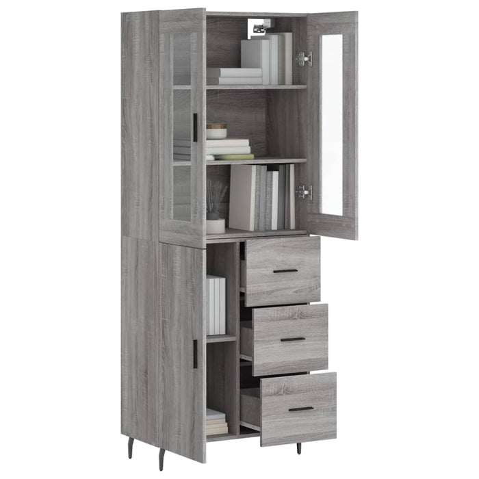 Credenza-Buffet-Armadio da cucina Grigio Sonoma 69,5x34x180 cm in Legno Multistrato 117541