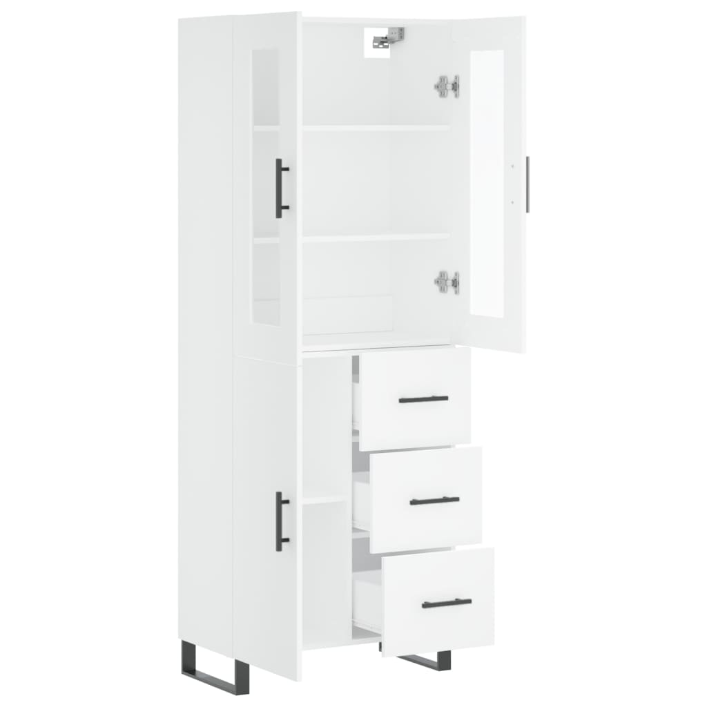 Credenza cassettiera mobile contenitore organizer cucina soggiorno salotto alto 695 x 34 x 180 cm legno ingegnerizzato bianco 02_0032630