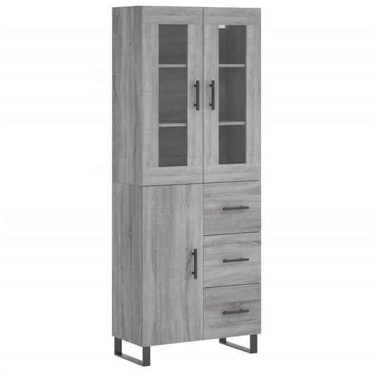 vidaXL Credenza Grigio Sonoma 69,5x34x180 cm in Legno Multistrato