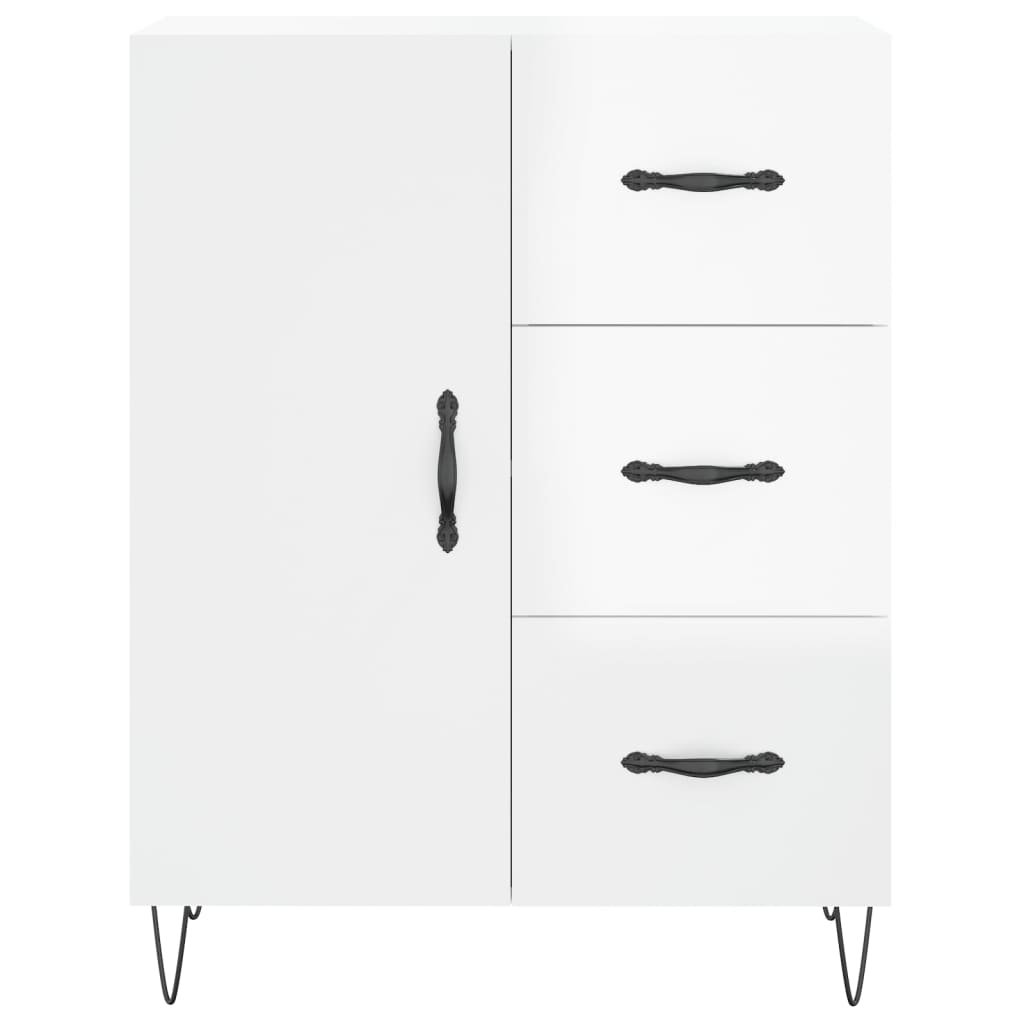 Credenza Bianco Lucido 69,5x34x180 cm in Legno Multistrato 3198499