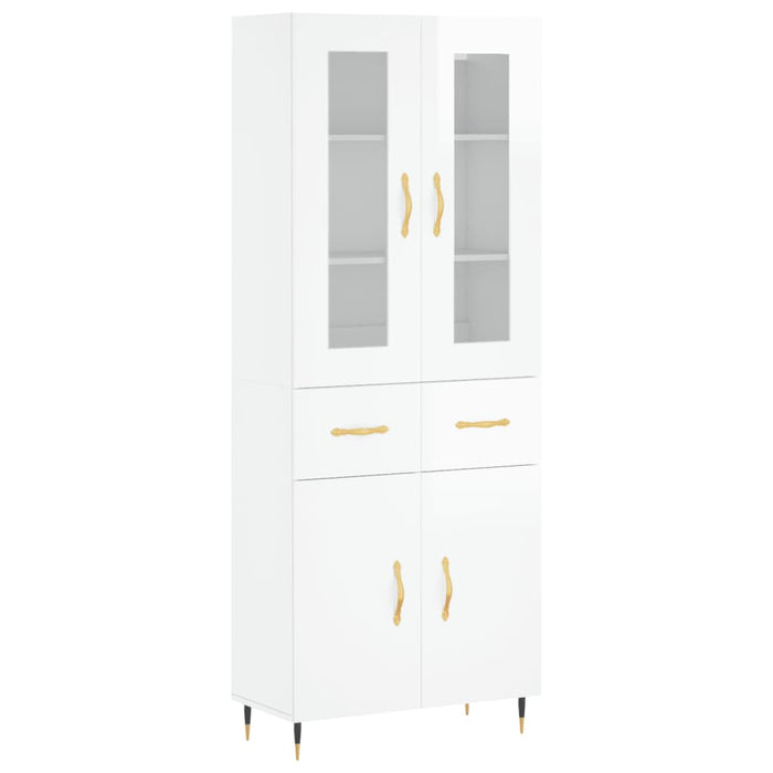 Credenza Bianco Lucido 69,5x34x180 cm in Legno Multistrato 3198515
