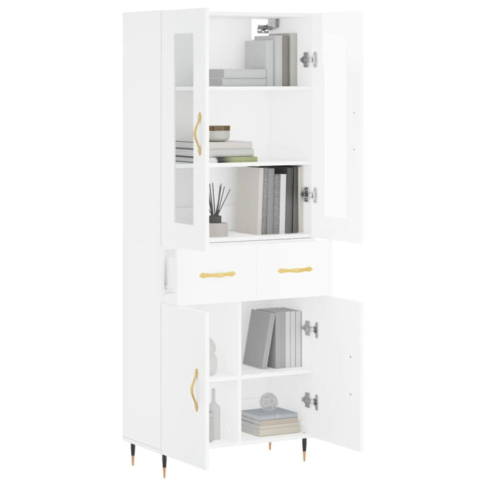 Credenza Bianco Lucido 69,5x34x180 cm in Legno Multistrato 3198515