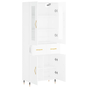 Credenza Bianco Lucido 69,5x34x180 cm in Legno Multistrato 3198515