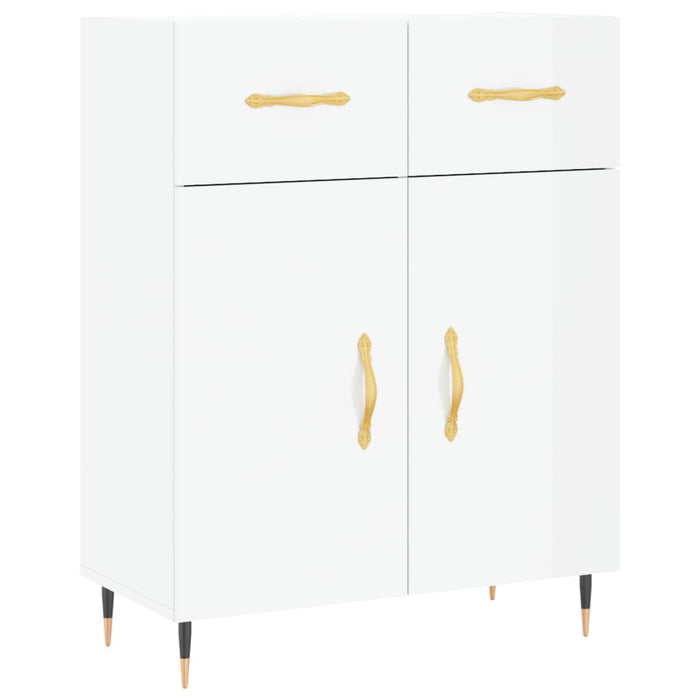 Credenza Bianco Lucido 69,5x34x180 cm in Legno Multistrato 3198515
