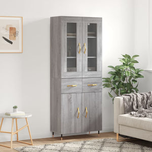 Credenza Grigio Sonoma 69,5x34x180 cm in Legno Multistratocod mxl 126054