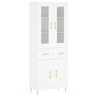 Credenza-Buffet-Armadio da cucina Bianca 69,5x34x180 cm in Legno Multistrato 998214