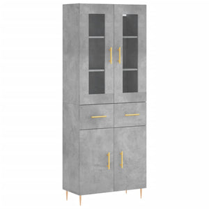 Credenza Grigio Cemento 69,5x34x180 cm in Legno Multistrato 3198525