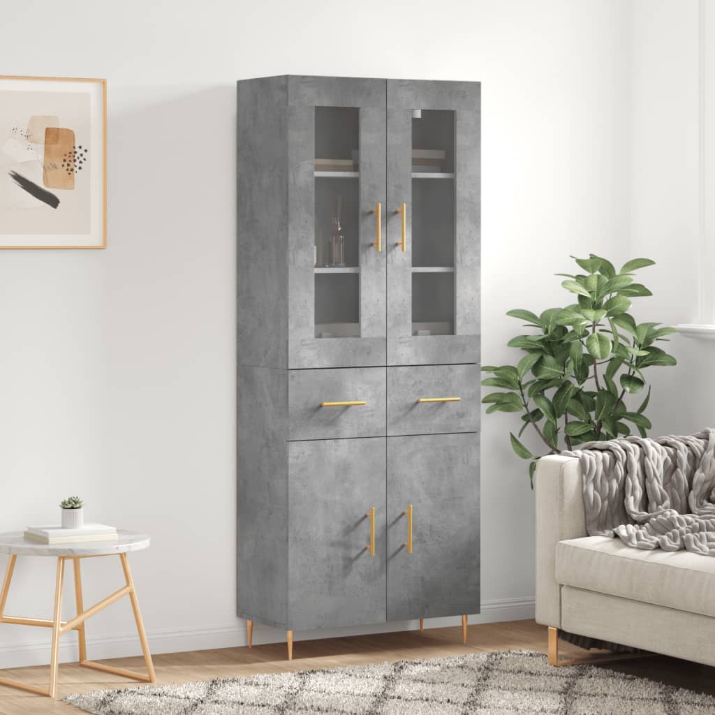 Credenza Grigio Cemento 69,5x34x180 cm in Legno Multistrato 3198525