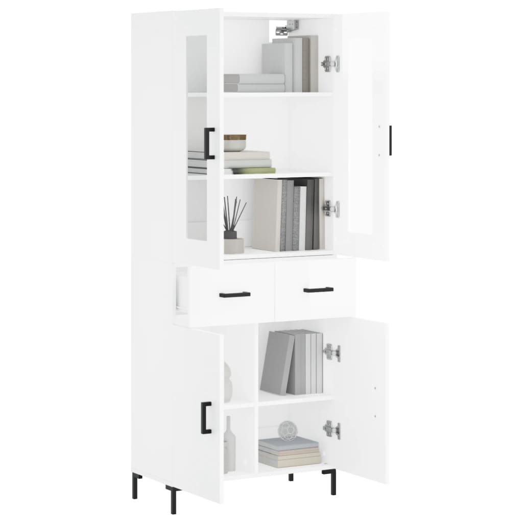 Credenza Bianco Lucido 69,5x34x180 cm in Legno Multistrato 3198531